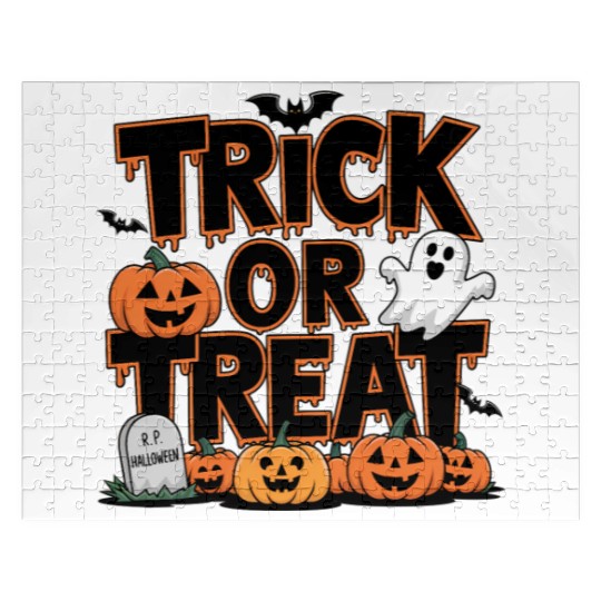Trick or Treat Halloween Graphic – Spooky Pumpkin Jigsaw Puzzles