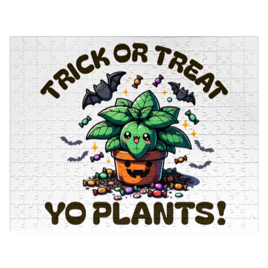 Trick Or Treat Yo Plants Funny Halloween Plant Jigsaw Puzzles
