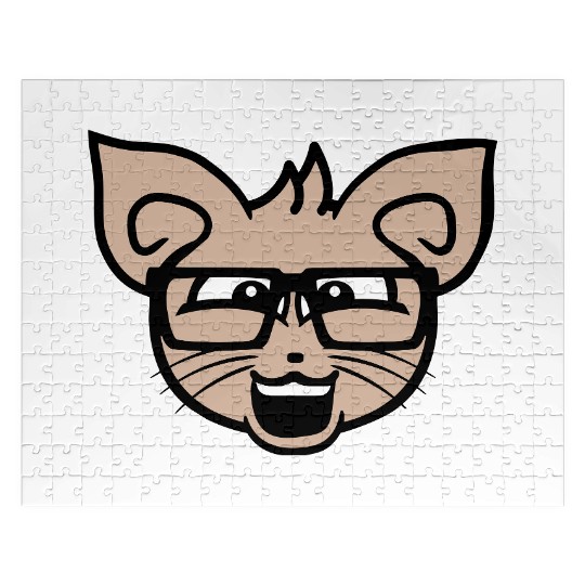 Nerd Cat Horn-rimmed Glasses Geek Smart Kitten Fun Jigsaw Puzzles