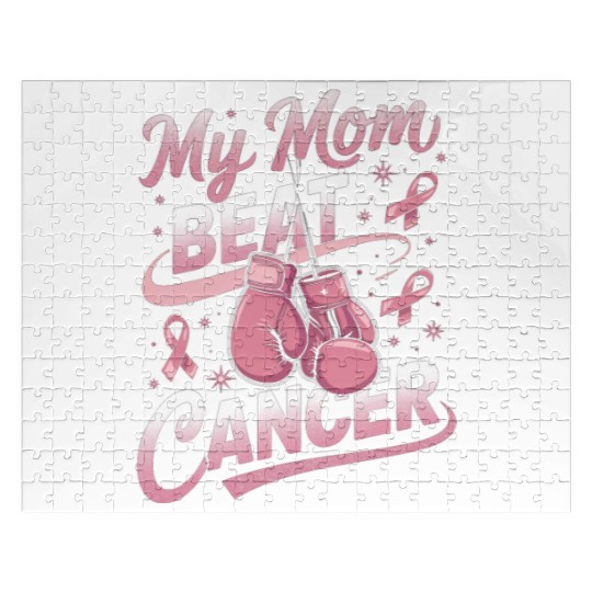 My Mom Beat Cancer Breast Cancer Awareness Jigsaw Puzzles
