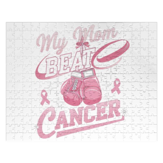 My Mom Beat Cancer Breast Cancer Awareness Jigsaw Puzzles