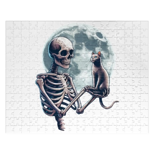 Skeleton Cat Halloween Jigsaw Puzzles