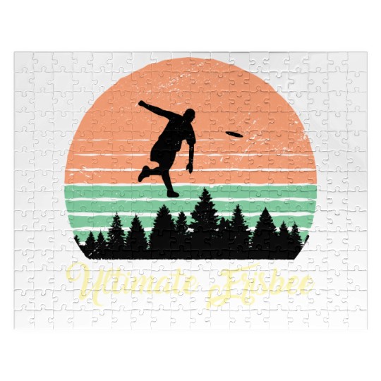Ultimate Frisbee Vintage Retro Sunset Jigsaw Puzzles