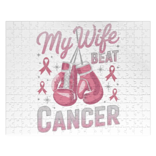 My Wife Beat Cancer Breast Cancer Awareness Jigsaw Puzzles