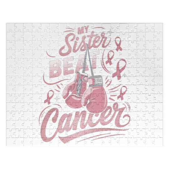 My Sister Beat Cancer Breast Cancer Awareness Jigsaw Puzzles