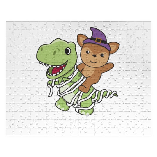 Deer Happy Halloween T-rex Mummy Costume Jigsaw Puzzles