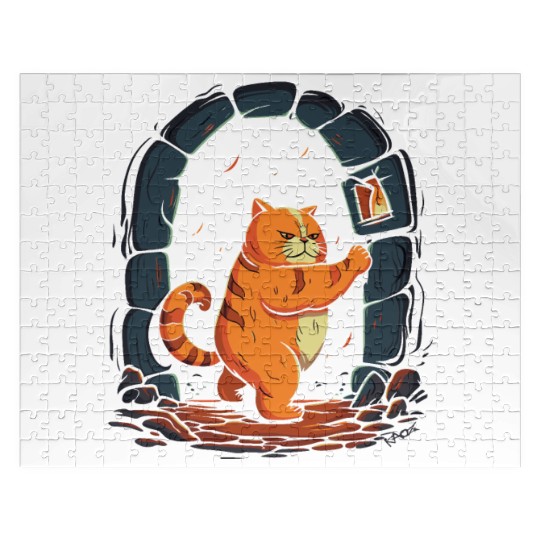 Funny Chubby Red Dungeon Cat Jigsaw Puzzles
