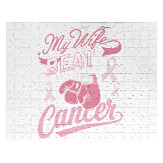 My Wife Beat Cancer Breast Cancer Awareness Jigsaw Puzzles
