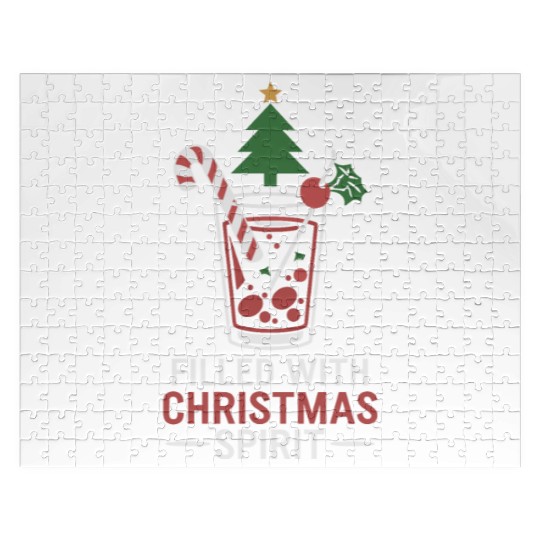 Filled With Christmas Spirit Festive Drink Design Jigsaw Puzzles