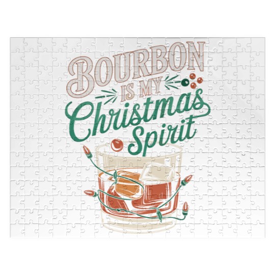Bourbon Is My Christmas Spirit Festive Design Jigsaw Puzzles