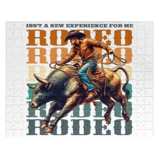 Vintage style Western Bull Rider Jigsaw Puzzles