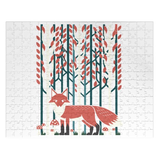 Cottagecore Fox in enchanting Forest Jigsaw Puzzles