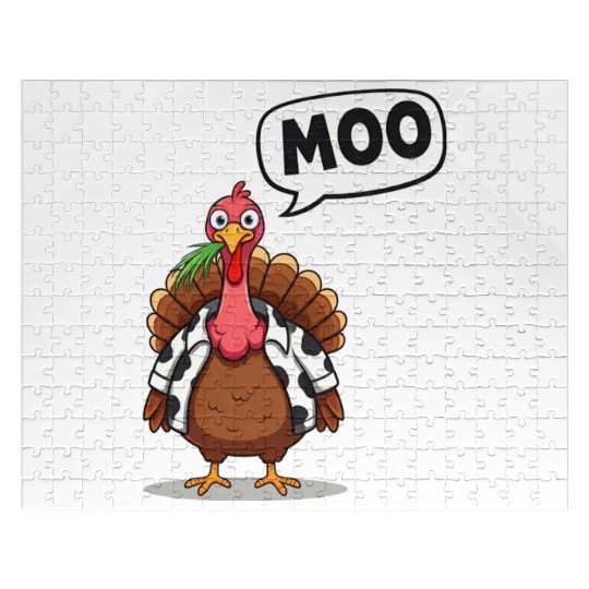 turkey moo funny thanksgiving Jigsaw Puzzles