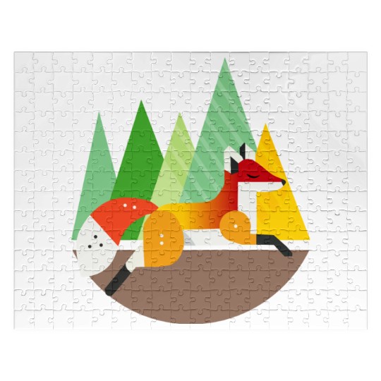 Geometric fox - modern design & closeness to natur Jigsaw Puzzles