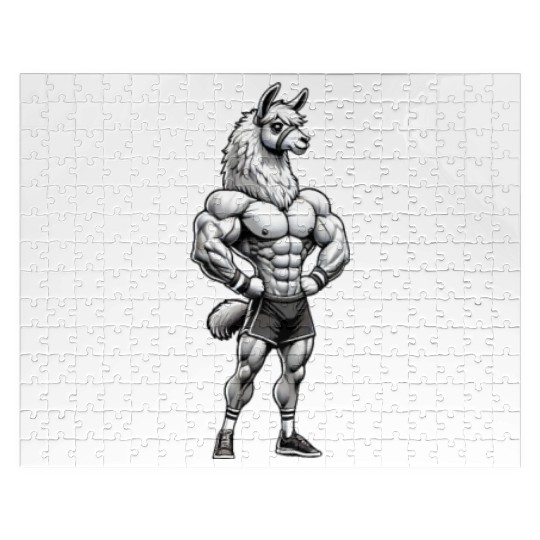 Llama Alpaca Muscle Fitness Bodybuilder Jigsaw Puzzles
