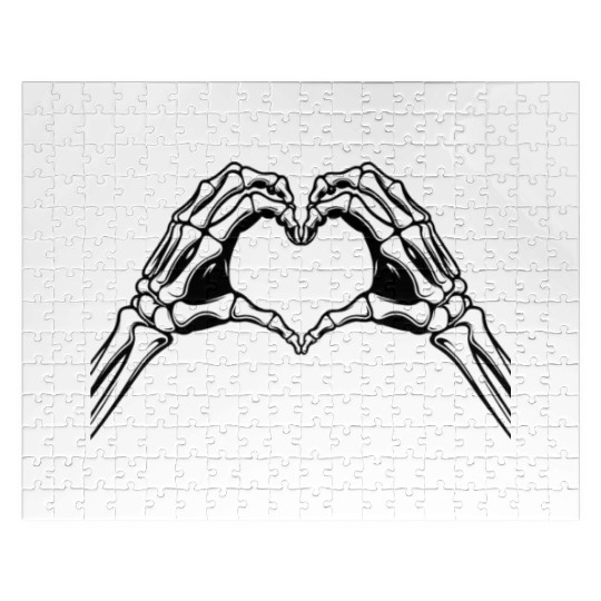 Cute Skeleton Hand Heart Scary Hands Jigsaw Puzzles