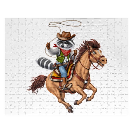 Raccoon Cowboy Rodeo Jigsaw Puzzles