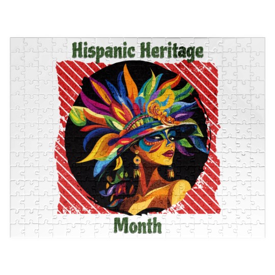 Elegant Hispanic Heritage Month Feathered Mask Jigsaw Puzzles