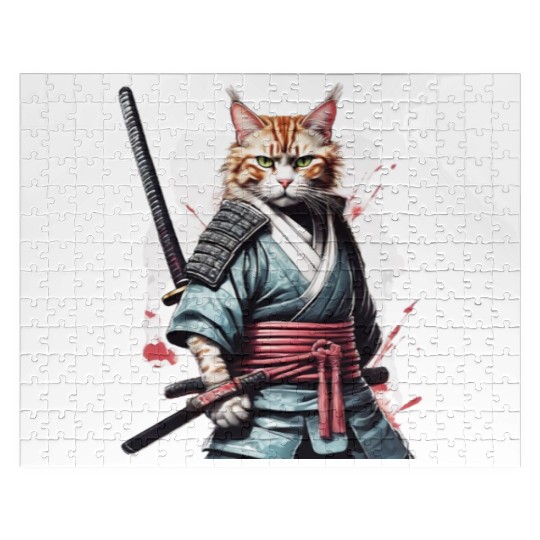 Fearless Samurai Cat Jigsaw Puzzles
