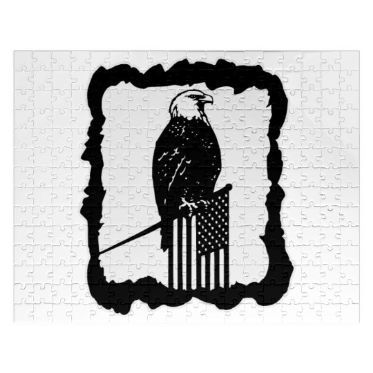 Framed Eagle On Flag Pole LIKE US ON FACEBOOK # Jigsaw Puzzles