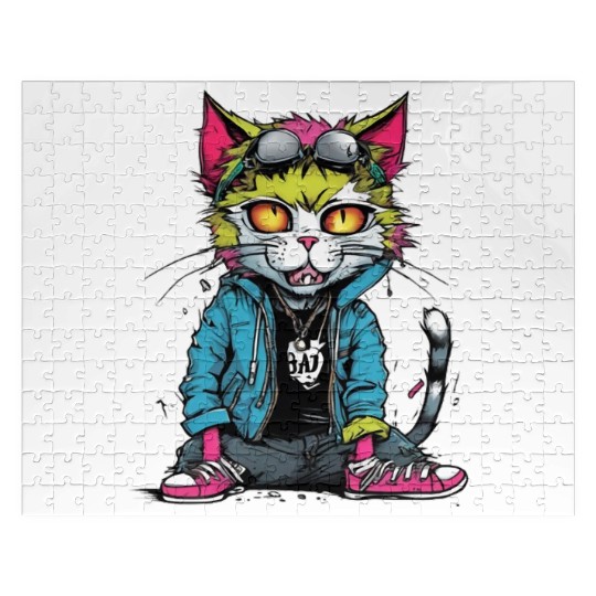 Punk Bad Cat Jigsaw Puzzles