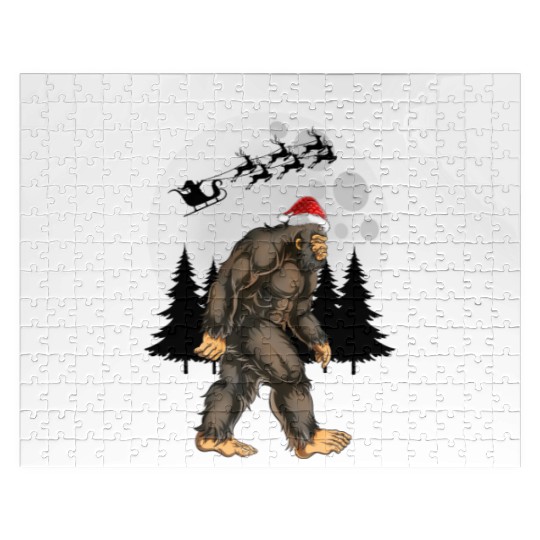 Bigfoot Believe Christmas Tree Sasquatch Santa Jigsaw Puzzles