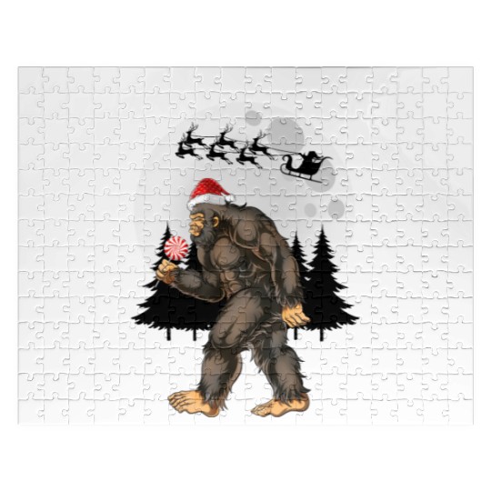 Bigfoot Believe Christmas Tree Sasquatch Santa Jigsaw Puzzles