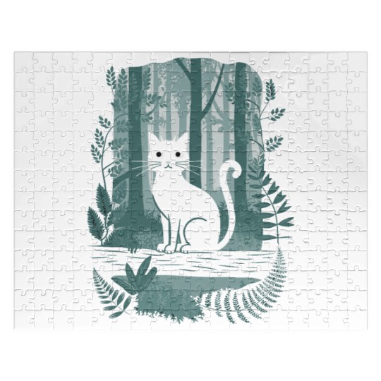 Cottagecore Black Cat In enchanting Forest Jigsaw Puzzles