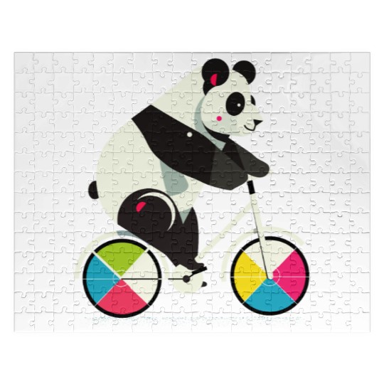 Panda on a bicycle-funny and creative illustration Jigsaw Puzzles