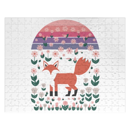 Cottagecore Fox and Floral Serenity Jigsaw Puzzles