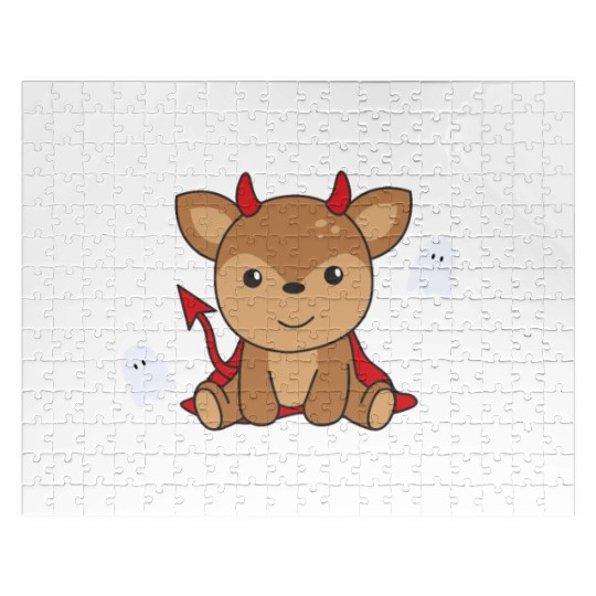 Deer Happy Halloween Cute Devil Witch Costume Jigsaw Puzzles
