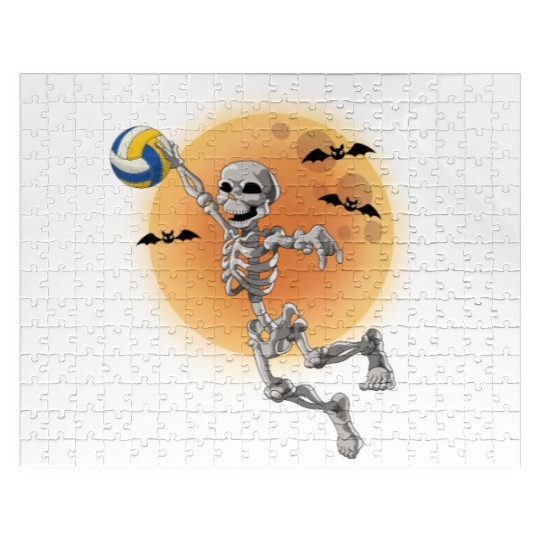 Volleyball Skeleton Volleyball Player Halloween Jigsaw Puzzles