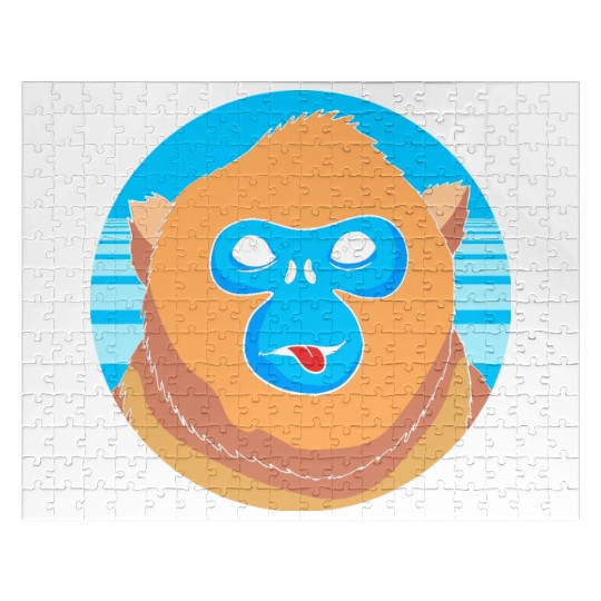 Monkey Lover Cute Snub Nosed Monkey Face Jigsaw Puzzles