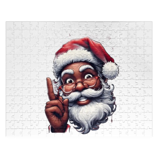 Santa's Watching Festive African American Santa Jigsaw Puzzles