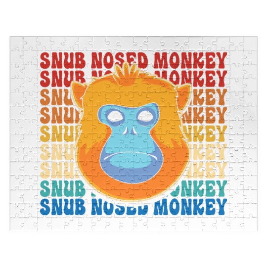 Retro Golden Snub Nosed Monkey Cute Monkey Face Jigsaw Puzzles