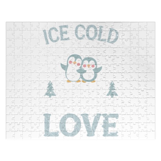 Ice Cold Hugs Warm Christmas Love Penguin Jigsaw Puzzles