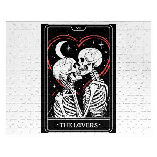 Gothic Line Art Of The Lovers Tarot Card Jigsaw Puzzles