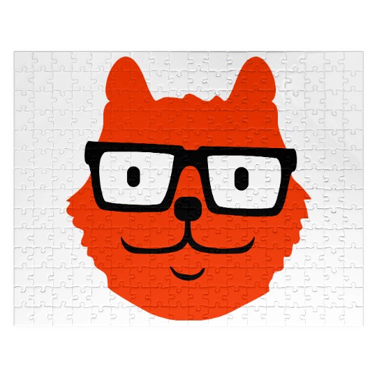 Nerd Cat Horn-rimmed Glasses Geek Smart Kitten Fun Jigsaw Puzzles