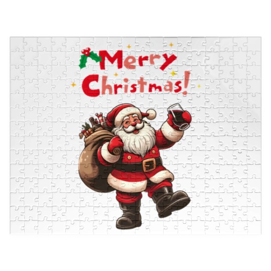 Red Illustrative Merry Christmas Design Jigsaw Puzzles
