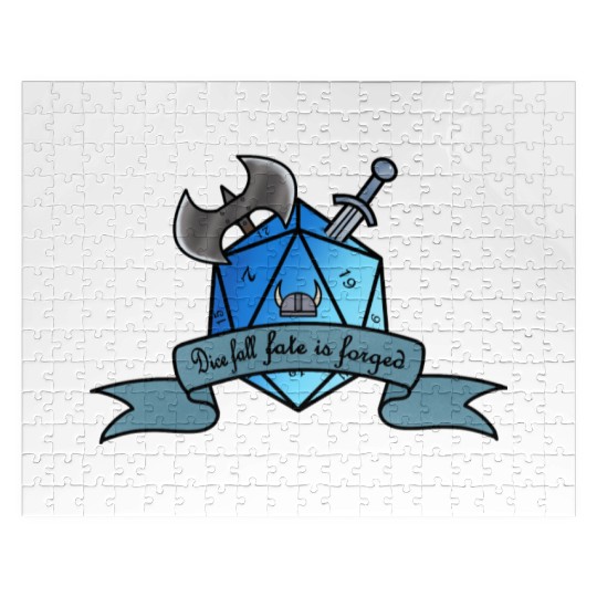 D20 dice with warrior theme Jigsaw Puzzles