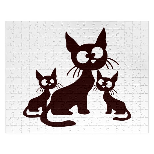 Crazy Cats Family Mom Dad 2 Small Cute Kids Babies Jigsaw Puzzles