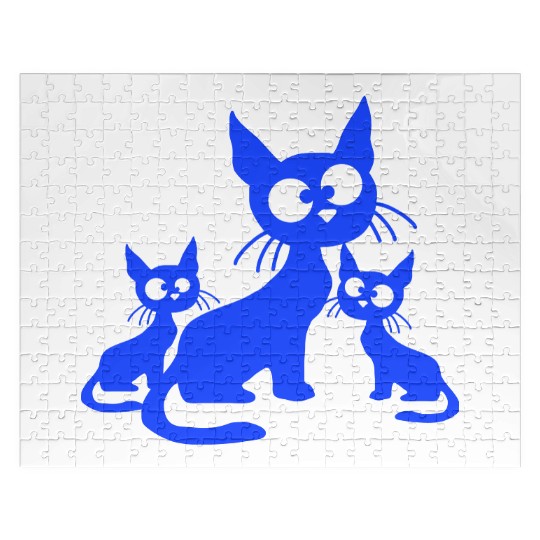 Crazy Cats Family Mom Dad 2 Small Cute Kids Babies Jigsaw Puzzles