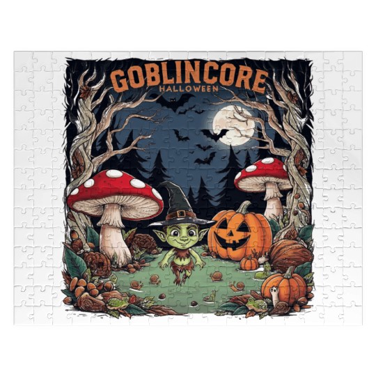 Halloween goblincore enchanted forest goblin Jigsaw Puzzles