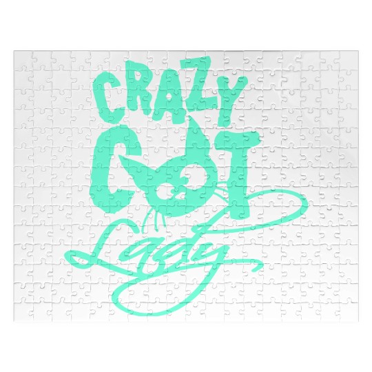 Crazy Cat Lady Text Love Saying Quote Weird Woman Jigsaw Puzzles
