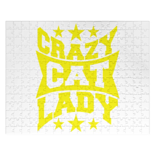 Crazy Cat Lady Text Love Saying Quote Weird Woman Jigsaw Puzzles