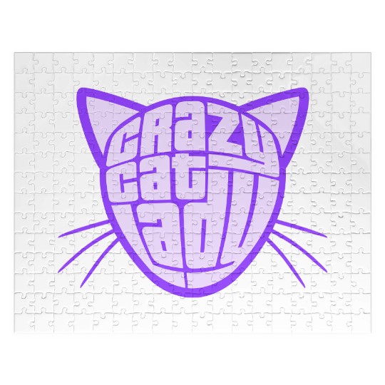 Crazy Cat Lady Text Love Saying Quote Weird Woman Jigsaw Puzzles