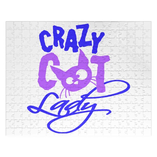 Crazy Cat Lady Text Love Saying Quote Weird Woman Jigsaw Puzzles
