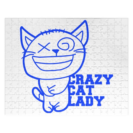 Crazy Cat Lady Text Love Saying Quote Weird Woman Jigsaw Puzzles