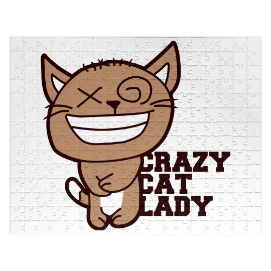 Crazy Cat Lady Text Love Saying Quote Weird Woman Jigsaw Puzzles