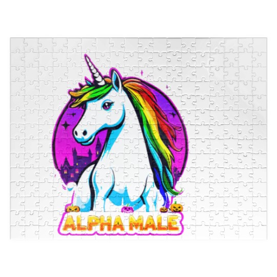 Alpha male LGBT unicorn Halloween Neon Colors Jigsaw Puzzles